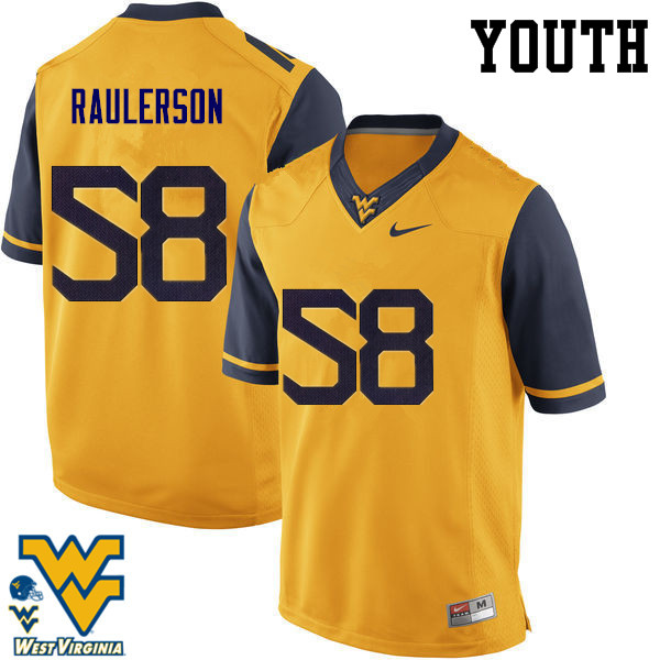NCAA Youth Ray Raulerson West Virginia Mountaineers Gold #58 Nike Stitched Football College Authentic Jersey LU23C44KL